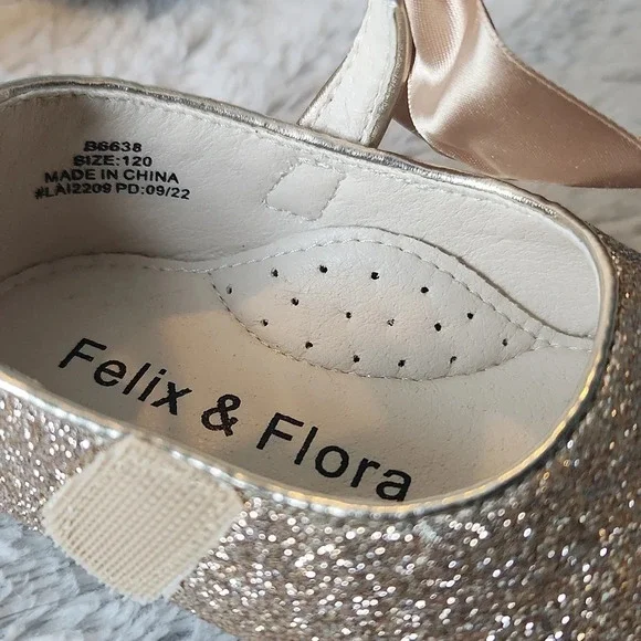 Felix & Flora Sparkle Gold Shoes - Picture 10 of 11